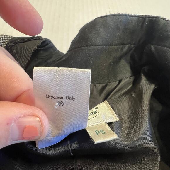 Coldwater Creek Womens Tweed Jacket Black Plaid Patch Size PS - Picture 9 of 13